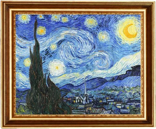 Vista 10 de ELITEART- Noche estrellada por Vincent Van Gogh Reproducción de pintura al óleo Giclée Wall Art Impresiones en lienzo