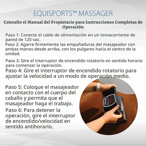 Vista 8 de EquiSports - Masajeador de caballos de velocidad variable para recuperación