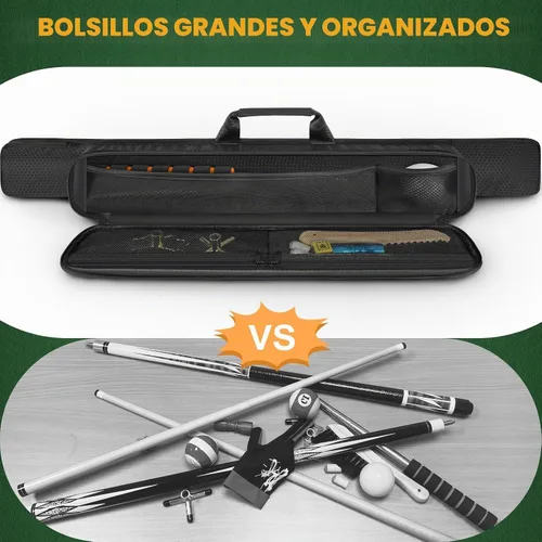Vista 5 de PEKREWS Estuche para Taco de Billar, Funda Suave para Taco de Billar 1x1 que Contiene 1 Culata y 1 Flechón con Bolsillo con Cremallera para Taco