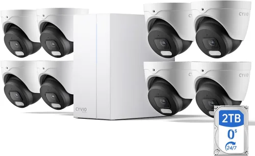 Vista 10 de Sistema de cámara de torreta PoE 4K, carcasa metálica, NVR HDD de 2 Blanco suave