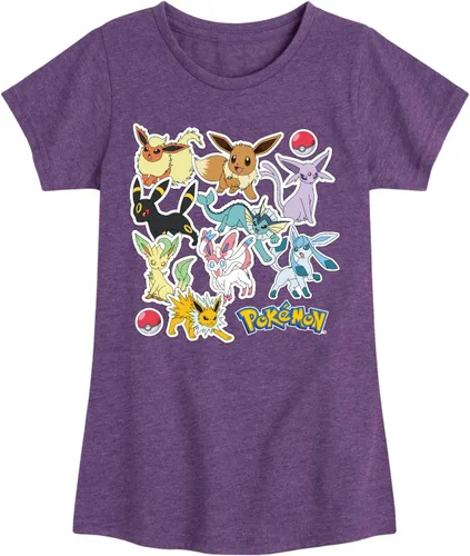 Vista 7 de Pokémon - Eeveelution Stickers - Camiseta de manga corta para niñas jóvenes Abedul