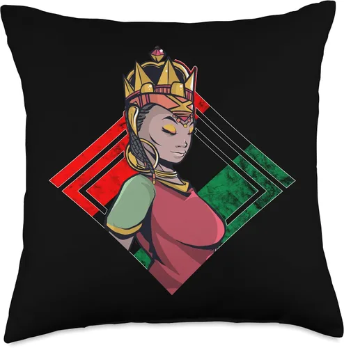 Vista 4 de Pan African Pride Black History Pan African UNIA Queen Black Liberation Flag Juneteenth Throw Pillow, 16x16, Multicolor