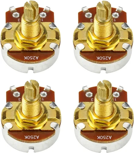 Vista 13 de FLEOR Potenciómetro cónico de audio con eje de 0.709 in, 4 piezas, tamaño completo, para guitarra, A250K