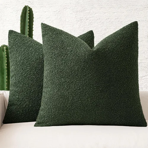 Vista 25 de MIULEE - Fundas de almohada decorativas para sofá lumbar de 16 x 16 pulgadas, color beige Set of 2 Textured Neutral Throw Pillow Covers, Accent