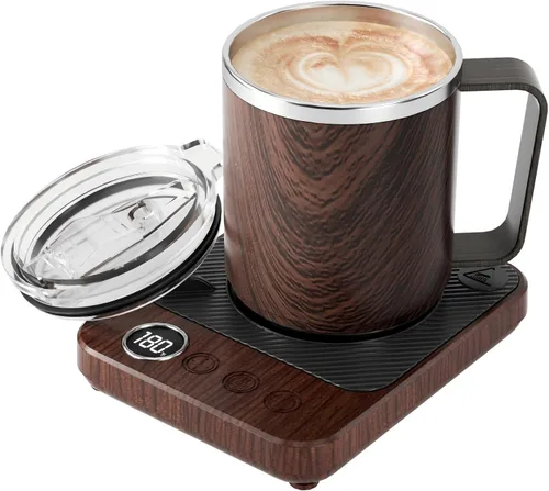 Vista 10 de Calentador de Taza de Café y Juego de Taza para Escritorio, Calentador Eléctrico de Taza de Café con Taza Calentada de 16oz, Calentador de Café