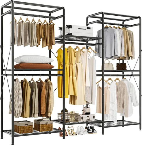 Vista 8 de JOISCOPE Perchero de alambre para ropa, carga máxima de 900 libras, perchero resistente para colgar ropa, organizador de armario grande con 4