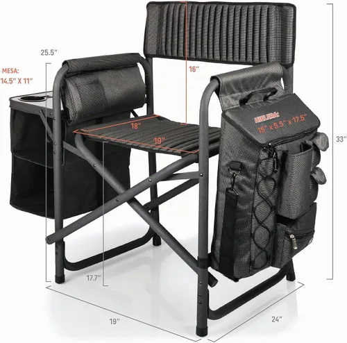 Vista 3 de Picnic Time Fusion – Silla plegable, Gris/Negro Gris Oscuro con Acentos Negros