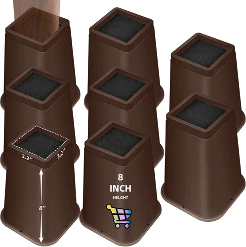 Vista 36 de Elevadores de cama ajustables de 8 pulgadas, soportes de elevación antideslizantes resistentes para camas, sofás, diseño cuadrado duradero