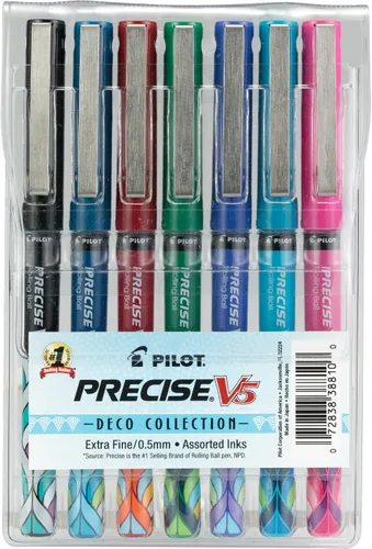 Vista 5 de Pilot Precise V5 - Bolígrafos de tinta líquida con tapa y punta extra fina de 0.020 in, bolígrafos de colores, negro/azul/turquesa/rosa, paquete