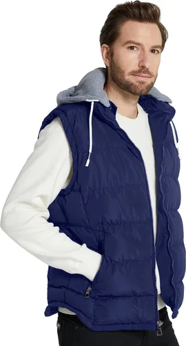 Vista 6 de ZSHOW - Chaleco de invierno con capucha extraíble y acolchado para hombre