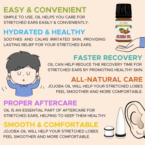 Vista 4 de BodyJ4You - Juego de expansores de orejas y aceite de jojoba, tapones acrílicos, conos expansores, túneles de silicona, expansores ligeros
