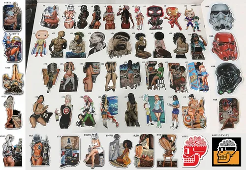 Vista 5 de Jeremy Worst pegatina de 10 cm "Arte adhesivo de Star Wars R2D2 Princesa Leia Pinup Regalos Señor Jedi Darth Vader Ayúdame Obi Uno cosas juguetes