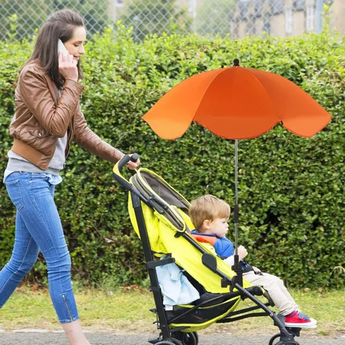 Vista 8 de Cochecito de bebé con abrazadera ajustable, sombrilla de protección para niños, paraguas con clip, sombrilla de 8 huesos para cochecito, silla