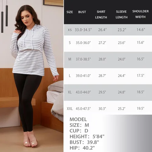 Vista 7 de GINKANA Sudadera con capucha para mujer, manga larga, lactancia materna, ropa casual