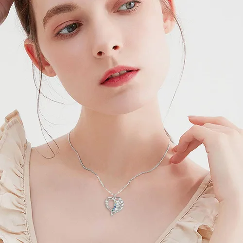 Vista 4 de Personalized Mom Heart Necklace Birthstone Necklace for Women Mom Jewelry with 1-6 Names Customized Name Necklace Christmas Birthday Gifts for Mama