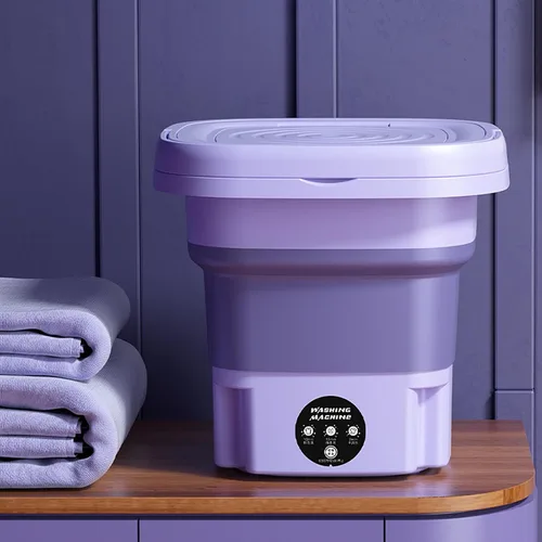 Vista 6 de Mini lavadora portátil para el hogar, lavadora automática plegable de 8 l con cubo de secadora rotativa, para ropa de bebé, ropa