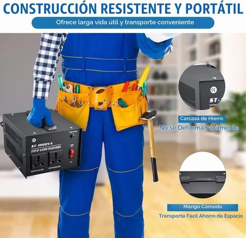 Vista 6 de Transformador de voltaje de 1000 W - Paso arriba y abajo - Protección de disyuntor de circuito Transformador de potencia universal de salida dual