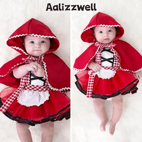 Vista 2 de Aalizzwell Conjunto de ropa de Caperucita Roja para bebés y niñas pequeñas