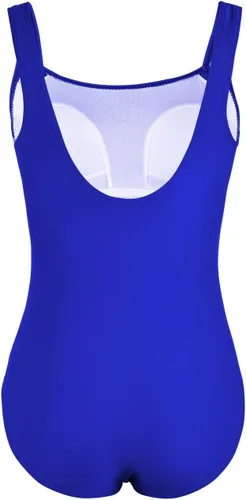 Vista 4 de Firpearl. Traje de baño negro de una pieza para mujer, traje de baño drapeado con control de abdomen.