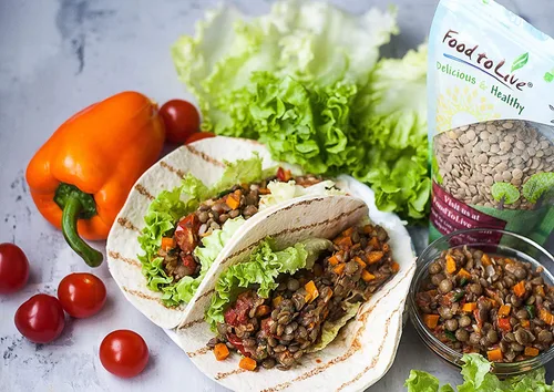 Vista 5 de Food to Live - Lentejas rojas enteras, 1 libra - Frijoles crudos secos, germinables, veganos, kosher, a granel. Fácil de cocinar. Buena fuente