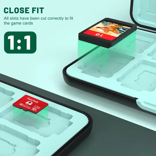Vista 5 de CYKOARMOR Switch Game Case 24 - Funda compatible con tarjetas de juego Nintendo Switch y 24 tarjetas de memoria, soporte portátil