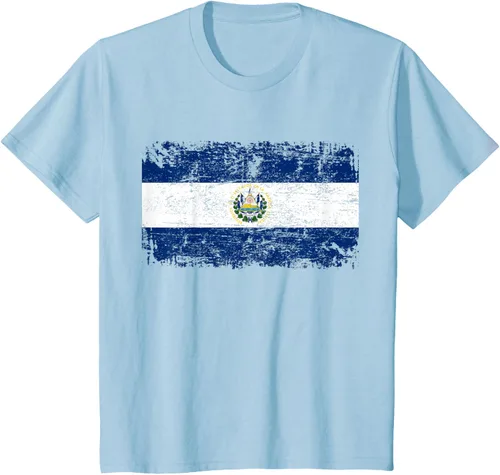 Vista 9 de EL SALVADOR Bandera Vintage Hombres Mujeres Niños Camiseta EL SALVADOR