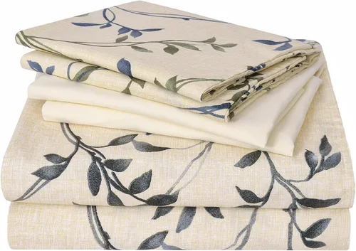Vista 8 de JSD - Juego de sábanas de 6 piezas con estampado floral de cachemira negra y bolsillo profundo Juego de fundas de almohada de microfibra