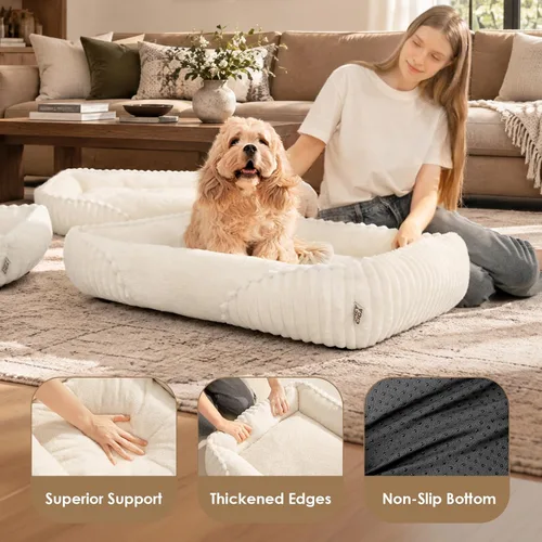 Vista 3 de EHEYCIGA Linda cama para perro de tamaño mediano, cama para mascotas de 30 Crema