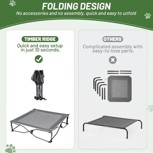 Vista 5 de TIMBER RIDGE Cama para Perros al Aire Libre, Cama Elevada para Perros con Enfriamiento Cuna Elevada Portátil para Mascotas con Malla Transpirable
