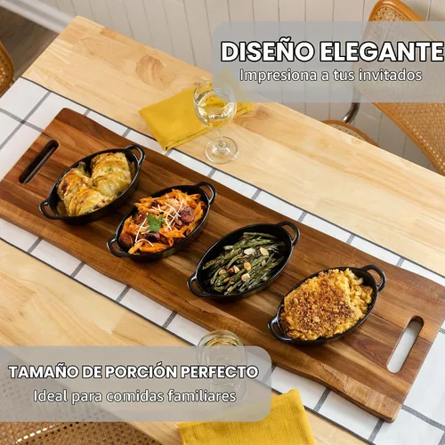 Vista 3 de Fuentes ovaladas para gratinar aptas para horno y microondas para cocinar y hornear, juego de 4 piezas, cerámica resistente al calor con asas