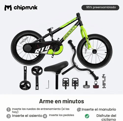 Vista 3 de Chipmunk Kids Bike 12 14 16 18 Inch, Multiple Colors Negro