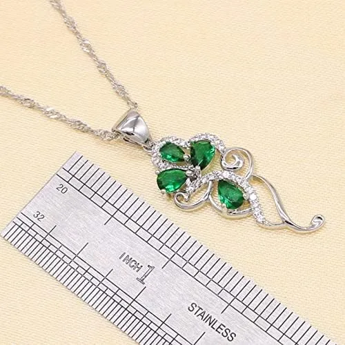 Vista 6 de Juego de joyas de plata de ley 925 con circonitas cúbicas para mujer pendientes colgantes collares anillos pulseras