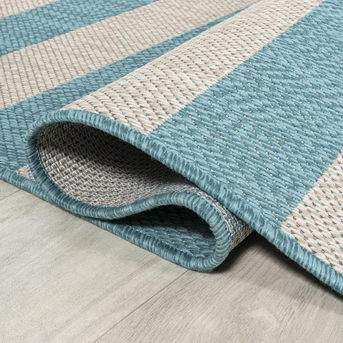 Vista 4 de Eyely BMS203E-28 Santa Monica Negril - Alfombra de pasillo de dos tonos de rayas anchas para interiores y exteriores, moderna, costera; rústica