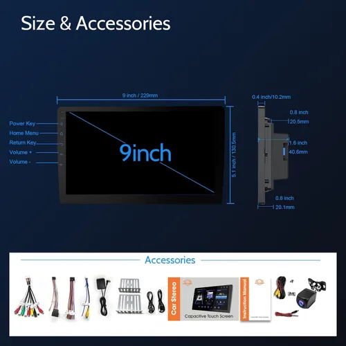 Vista 8 de Haudio Estéreo inalámbrico de doble DIN de 9 pulgadas para automóvil, con Apple CarPlay y pantalla de radio Android Auto, con Mirror Link, Bluetooth