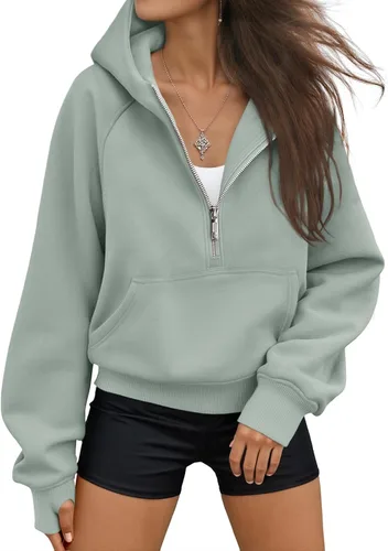 Vista 9 de AUTOMET Sudaderas con capucha de mujer, sudaderas de forro polar para otoño, conjuntos de moda, sudaderas para hacer ejercicio, chaquetas con Verde
