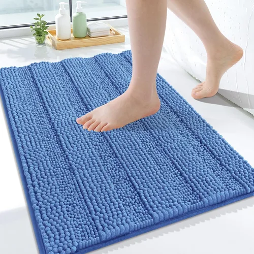 Vista 170 de Grandaily Alfombras de baño de felpilla a rayas de 24 x 16 pulgadas, extra gruesas y suaves, absorbentes, parte trasera de goma, alfombra de ducha