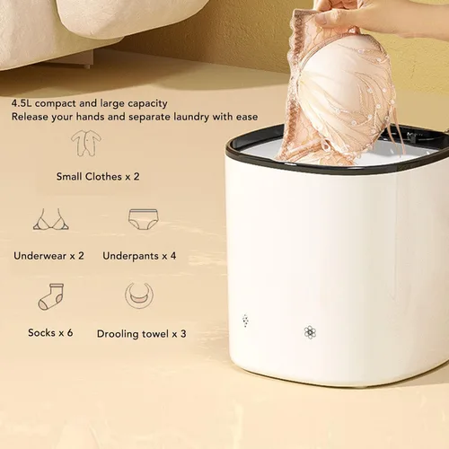 Vista 3 de Lavadora pequeña de 2000 mAh recargable portátil con cesta de drenaje para calcetines de ropa interior, mini máquina de lavandería compacta