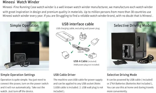 Vista 8 de Bobinadora de reloj para relojes automáticos individuales con motores silenciosos, pintura de piano por adaptador de CA o batería