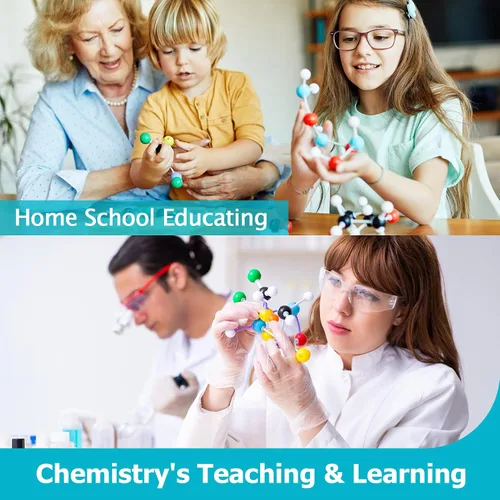 Vista 6 de Kit de modelo molecular, juego de 124 piezas de química molecular orgánica, kit de modelo de elementos atómicos para lecciones de química, kit