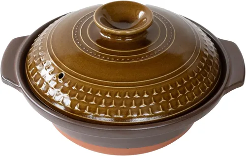 Vista 15 de Banko Ware 32781 Clear AKARI Earthenware Pot No. 8 for 2-3 People, M, 59.1 fl oz (1,500 ml), Microwave Oven, Direct Fire, Brown, Made in Japan