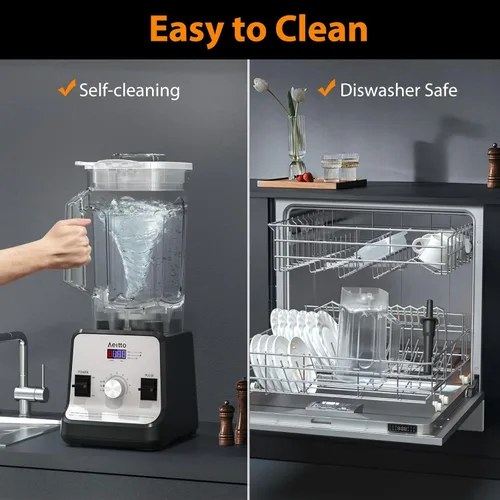 Vista 5 de Aeitto Licuadora para cocina, licuadora profesional de gran capacidad de 68 onzas, licuadora de batidos de 1500 vatios para triturar hielo, bebidas