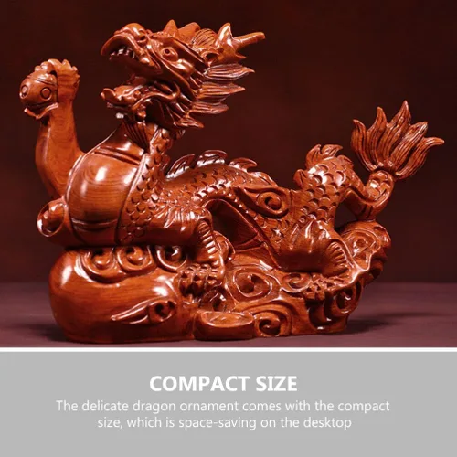 Vista 6 de Veemoon Estatua de madera de dragón chino Fengshui, 3.9 in, mini rojo 2024 Año del Dragón, escultura tallada a mano para decoración de estantes