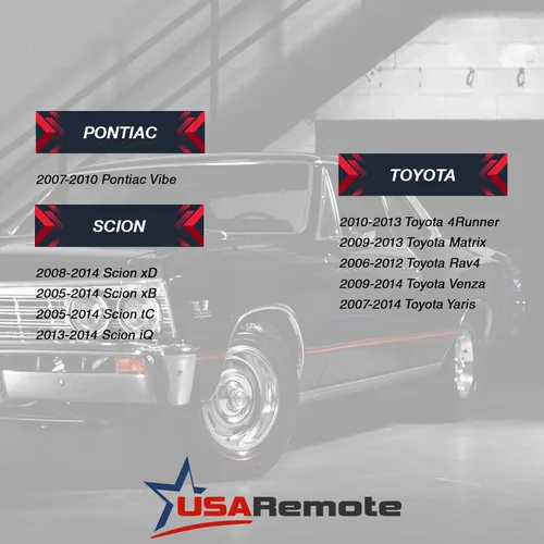 Vista 4 de Carcasa para llavero Scion Toyota Pontiac 2006-2014 y almohadilla para control remoto sin llave (HYQ12BBY, MOZB41TG, GQ4-29T), juego de 2