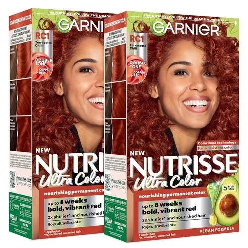 Vista 20 de Garnier Nutrisse Ultra Color - Crema nutritiva para el cabello, BR2, color borgoña intenso oscuro (Passion Fruit), tinte permanente para el cabello