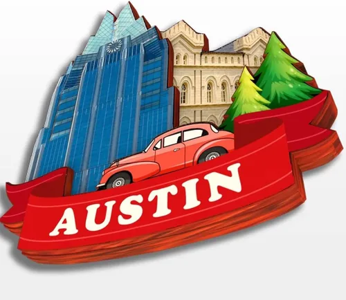 Vista 3 de Imán de madera para nevera de Austin, Texas, Estados Unidos, América, colección de madera 3D, hecho a mano, recuerdos de la ciudad, para viajes
