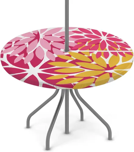 Vista 22 de Fitted Round Tablecloth with Umbrella Hole and Zipper Buffalo Plaid Outdoor Elastic Table Cloth 36"-44" Oil-Proof Waterproof Moroccan Patio Table