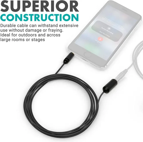 Vista 4 de Movo PM10EC6 - Cable de extensión de micrófono TRRS de 0.138 in de 20 pies, macho a hembra, cable auxiliar para iPhone, cable de extensión TRRS
