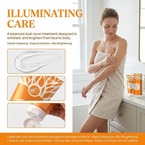 Vista 5 de Gel exfoliante naranja para cara y cuerpo, gel exfoliante de enzimas naranjas, gel exfoliante facial hidratante de limpieza profunda, todo
