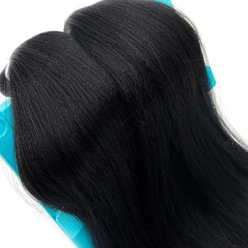 Vista 3 de Pelo trenzado corto 1B negro preestirado Extensiones de pelo trenzado para niños para trenzas de caja sin nudos, pelo trenzado preestirado de 16