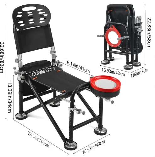 Vista 3 de Outdoor Camping Chair, Folding Chair, Expandable,Fishing Stool, Fishing Chair with Bag and Umbrella Rack, Chair Buckle, Tackle Box & Comfortable